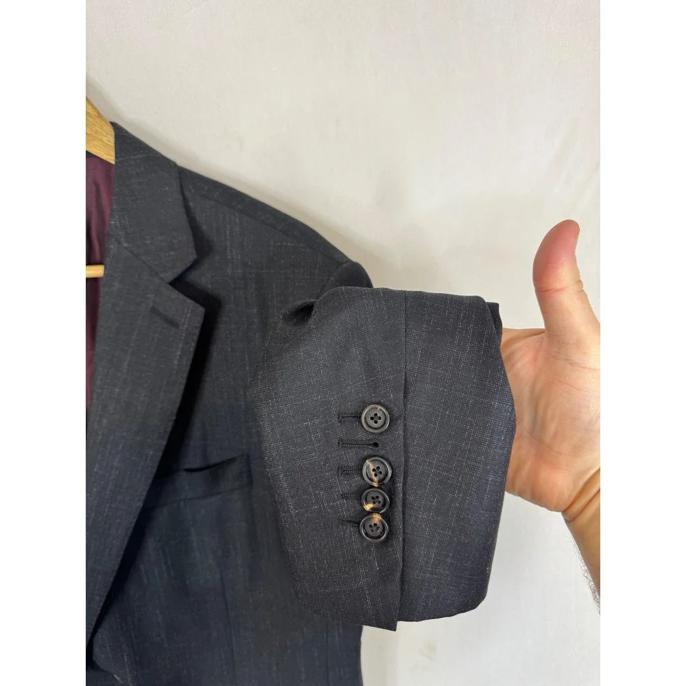 Pal Zileri Henry Singer Mens Wool Silk Linen Blazer Charcoal Grey Italy 54 / 44R